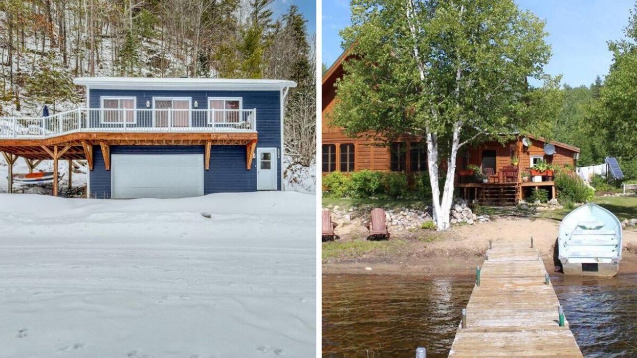 Maison à vendre à Notre-Dame-du-Laus. Droite : Maison à vendre à Forestville.