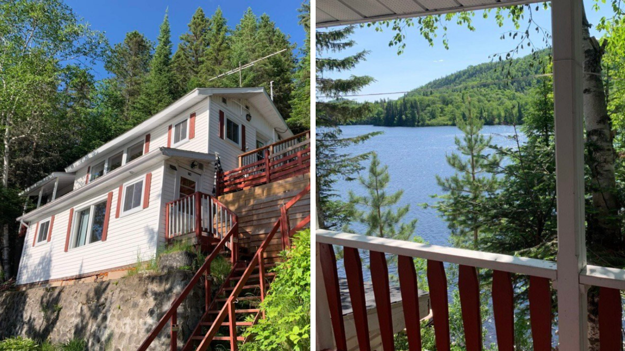 Maison à vendre. Droite : Terrasse devant l'eau.