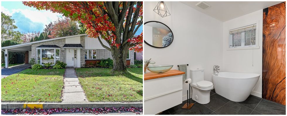 Maison \u00e0 vendre \u00e0 Trois-Rivi\u00e8res. Droite : Salle de bain du 149, rue Bellevue, Trois-Rivi\u00e8res.