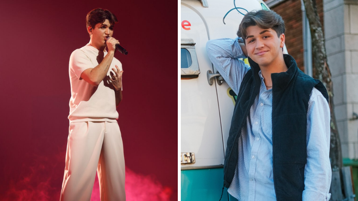 Marc-Antoine Delage sur la scène de Star Académie. Droite : Marc-Antoine Delage.