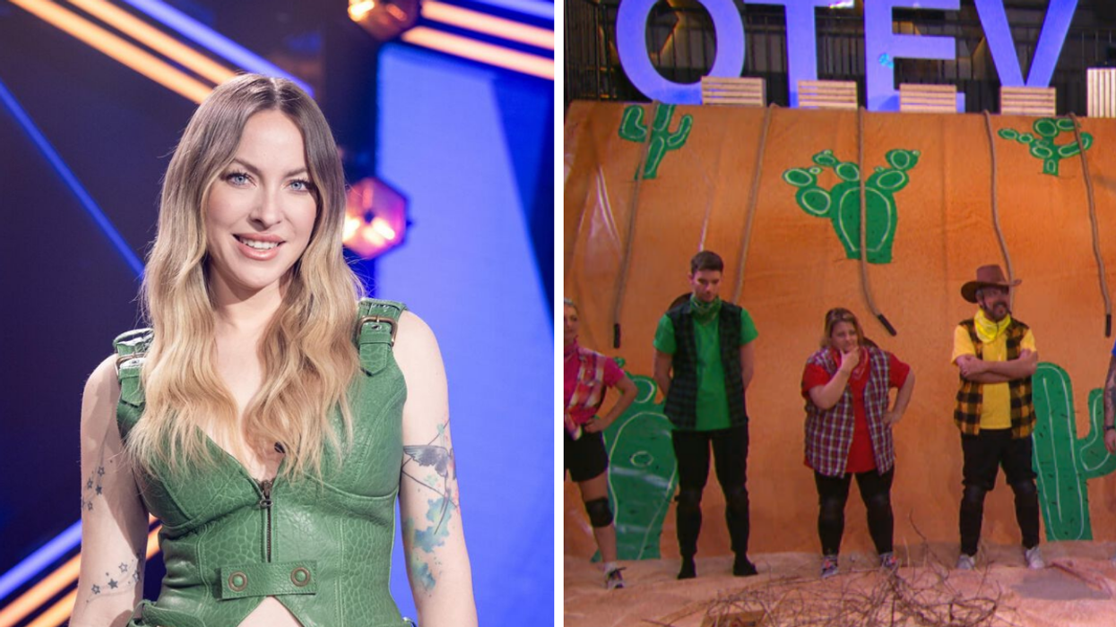 Marie-Mai à l'animation de Big Brother Célébrité. Droite : Un défi de Big Brother : Le Piège.