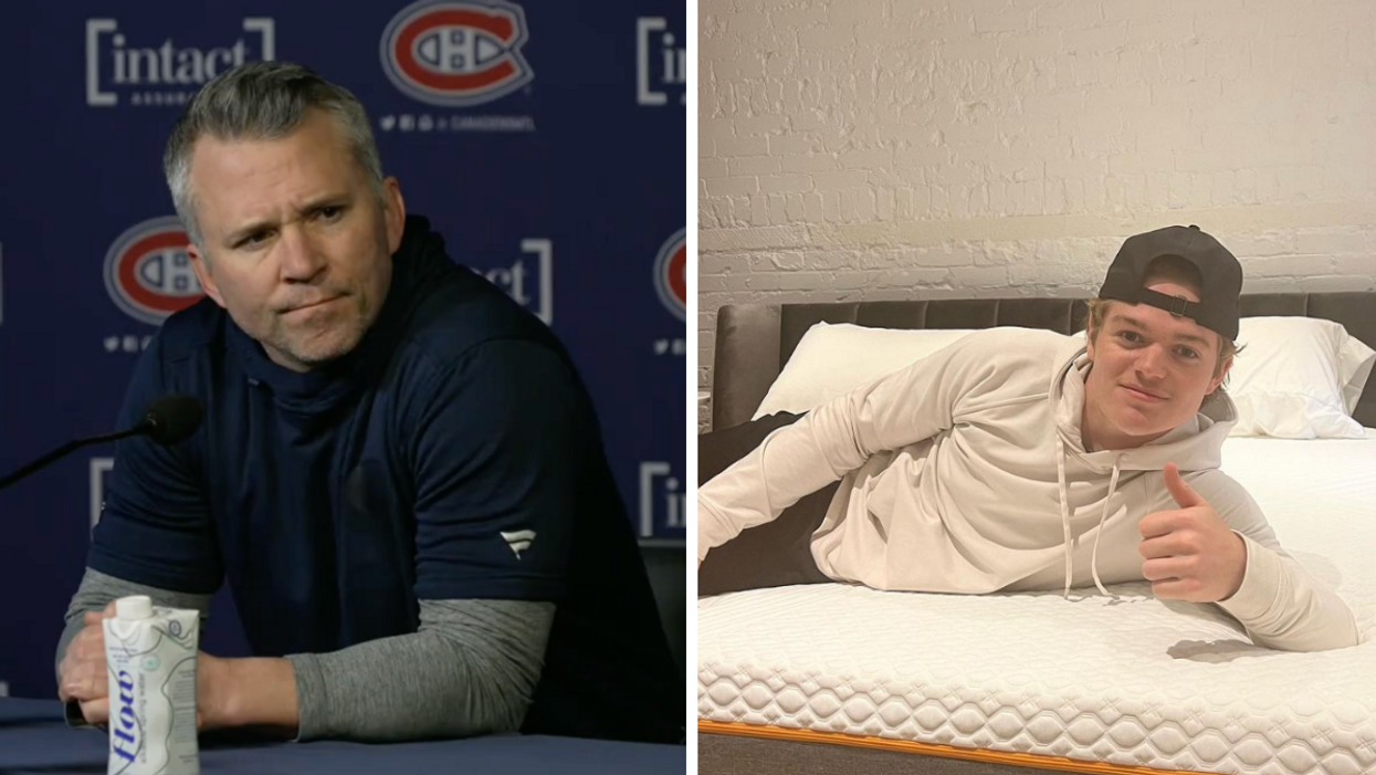 Martin St-Louis. Droite : Cole Caufield.