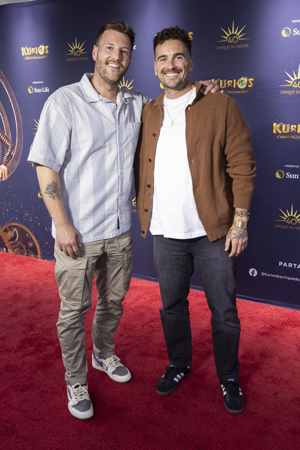 Mathieu Robitaille et Renaud Blanchet sur le tapis rouge de Kurios du Cirque du Soleil.