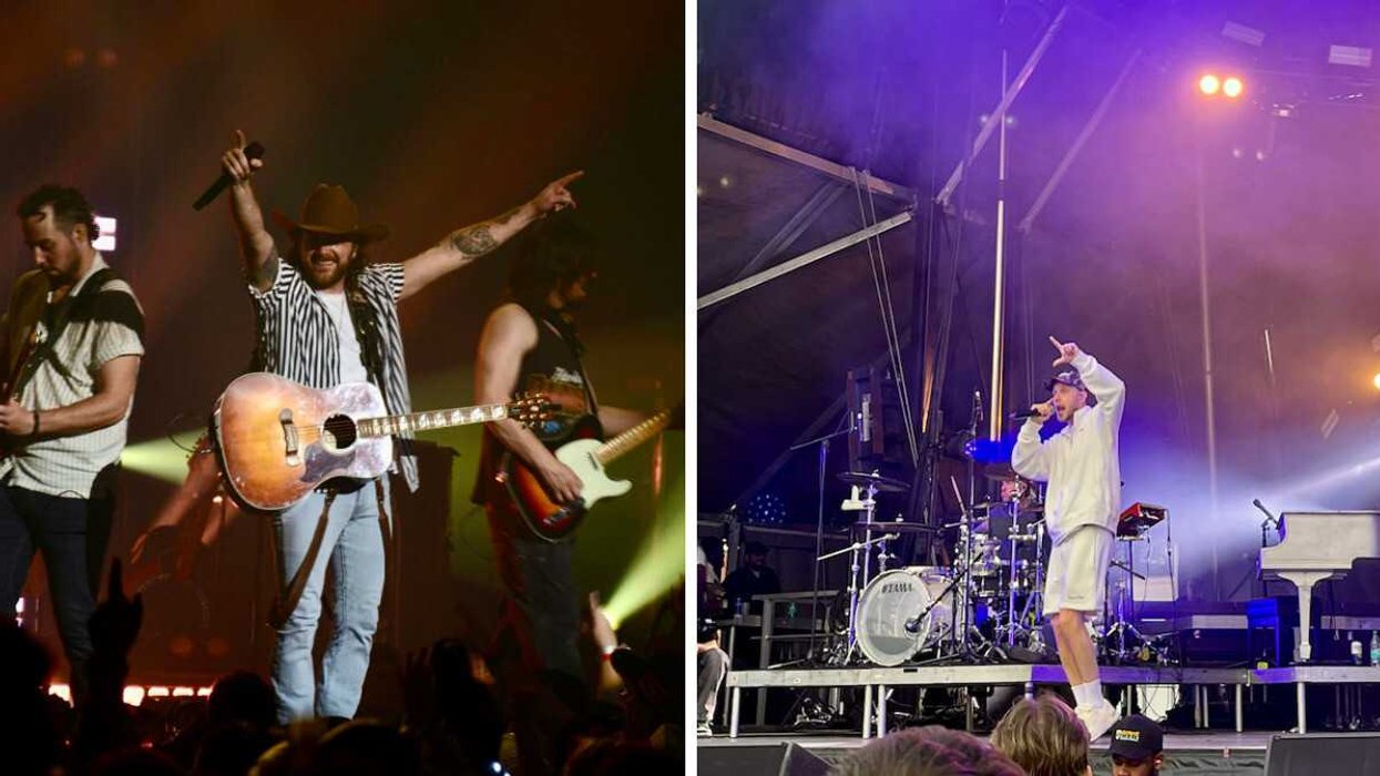 Matt Lang en concert. Droite : Loud en concert.