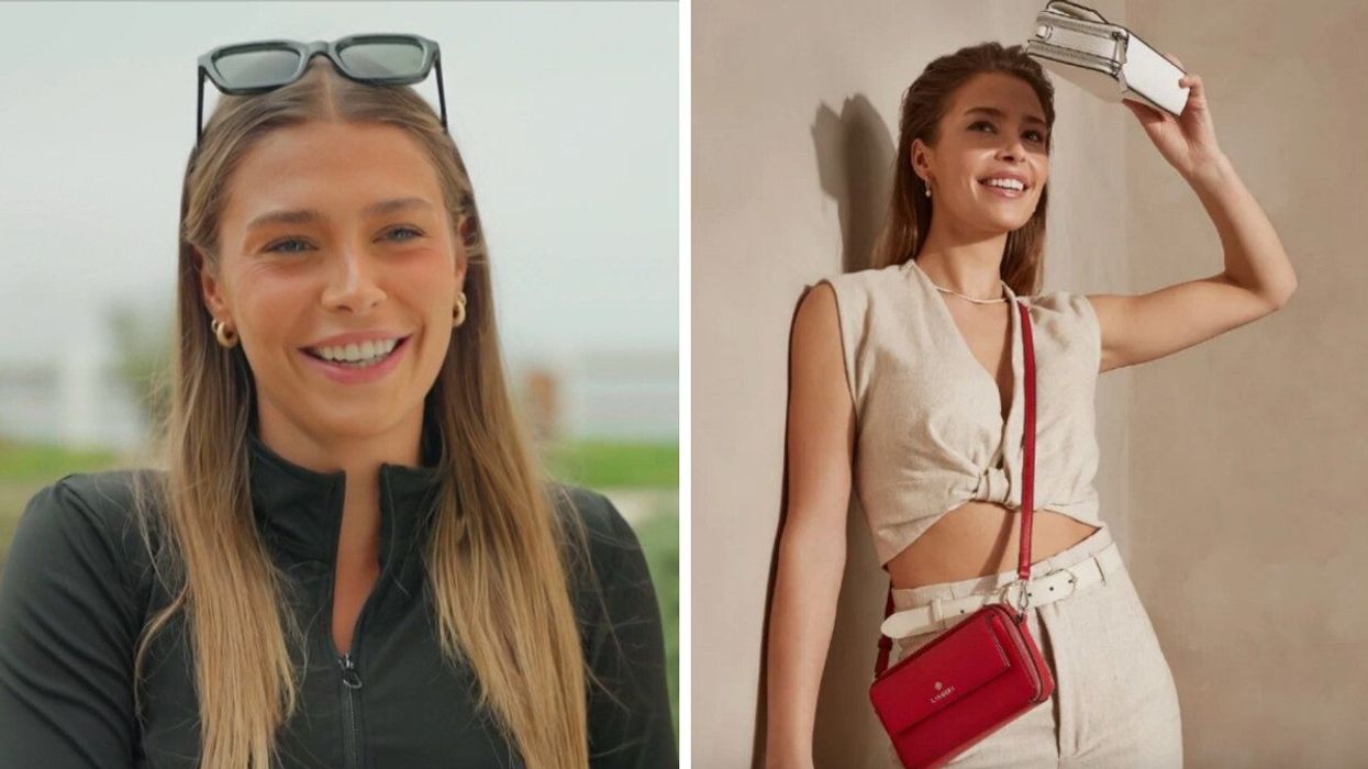 Maude Bilodeau à OD Mexique. Droite : Maude Bilodeau qui pose pour les sacs Lambert.