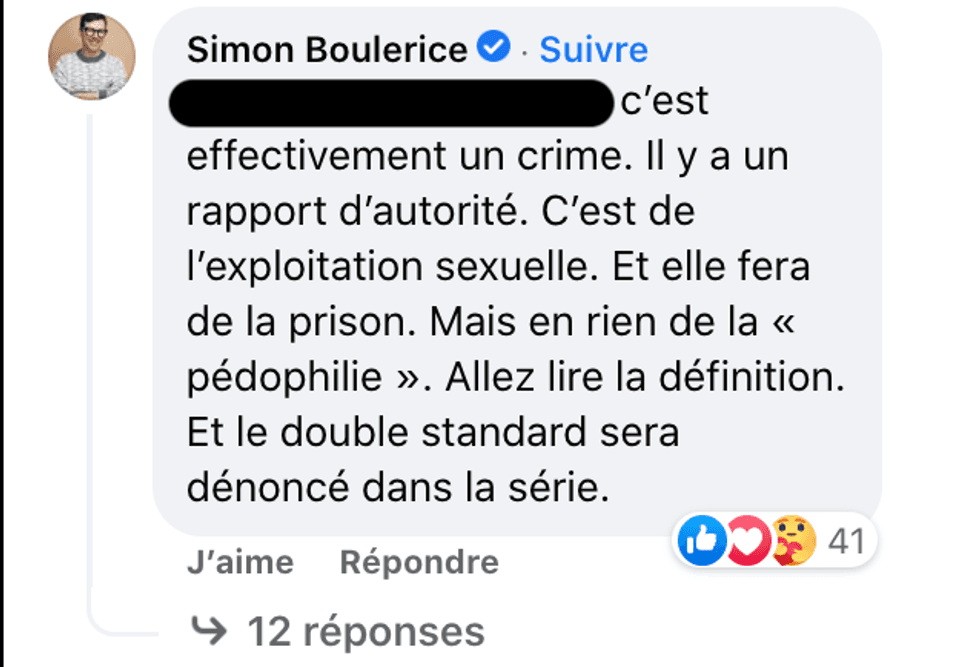 Message de Simon Boulerice sur la s\u00e9rie Chouchou.
