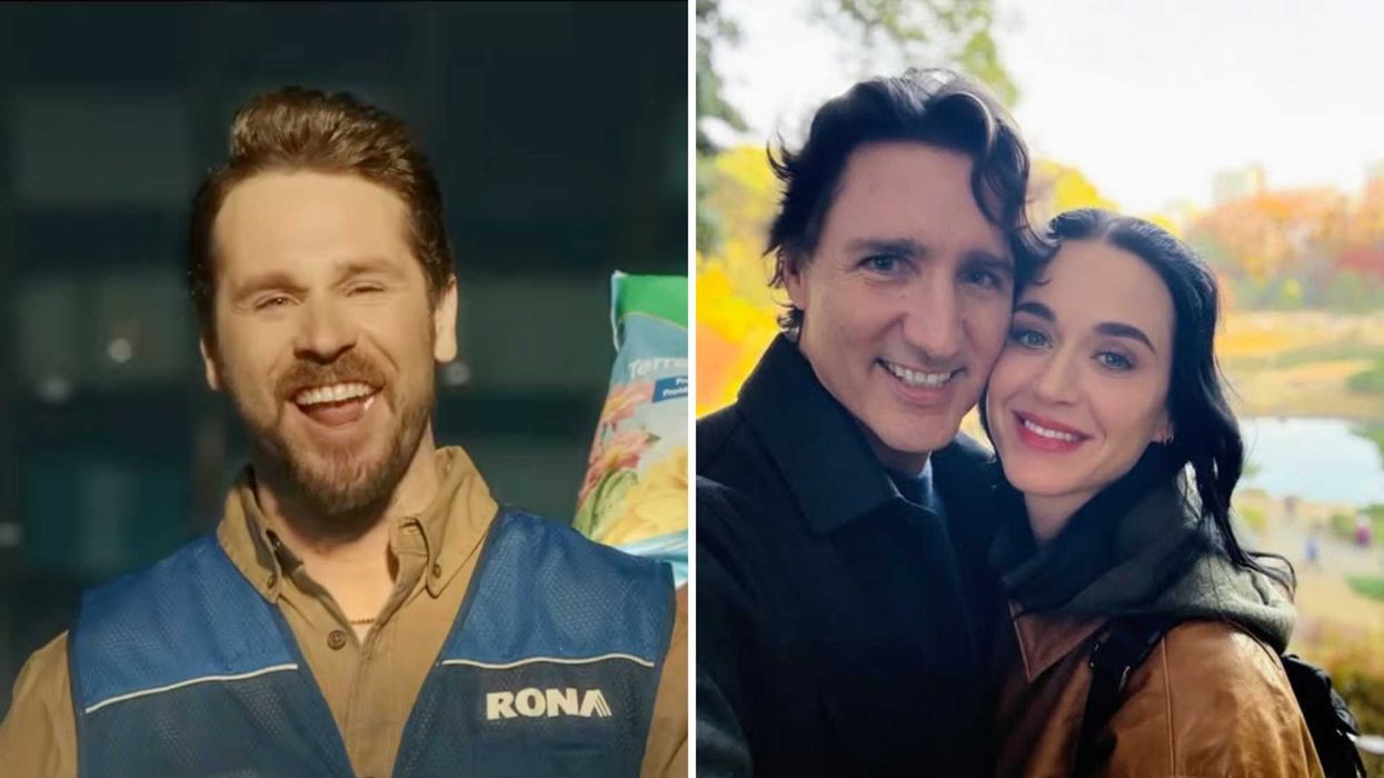 Mike chez Rona. Droite : Justin Trudeau et Katy Perry.