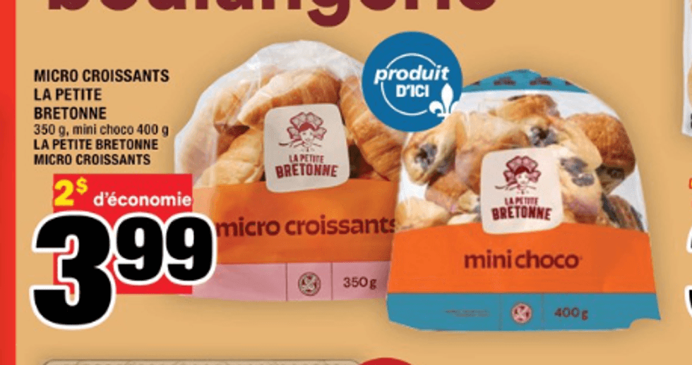 Mini chocolatines ou croissants dans la circulaire du Super C.