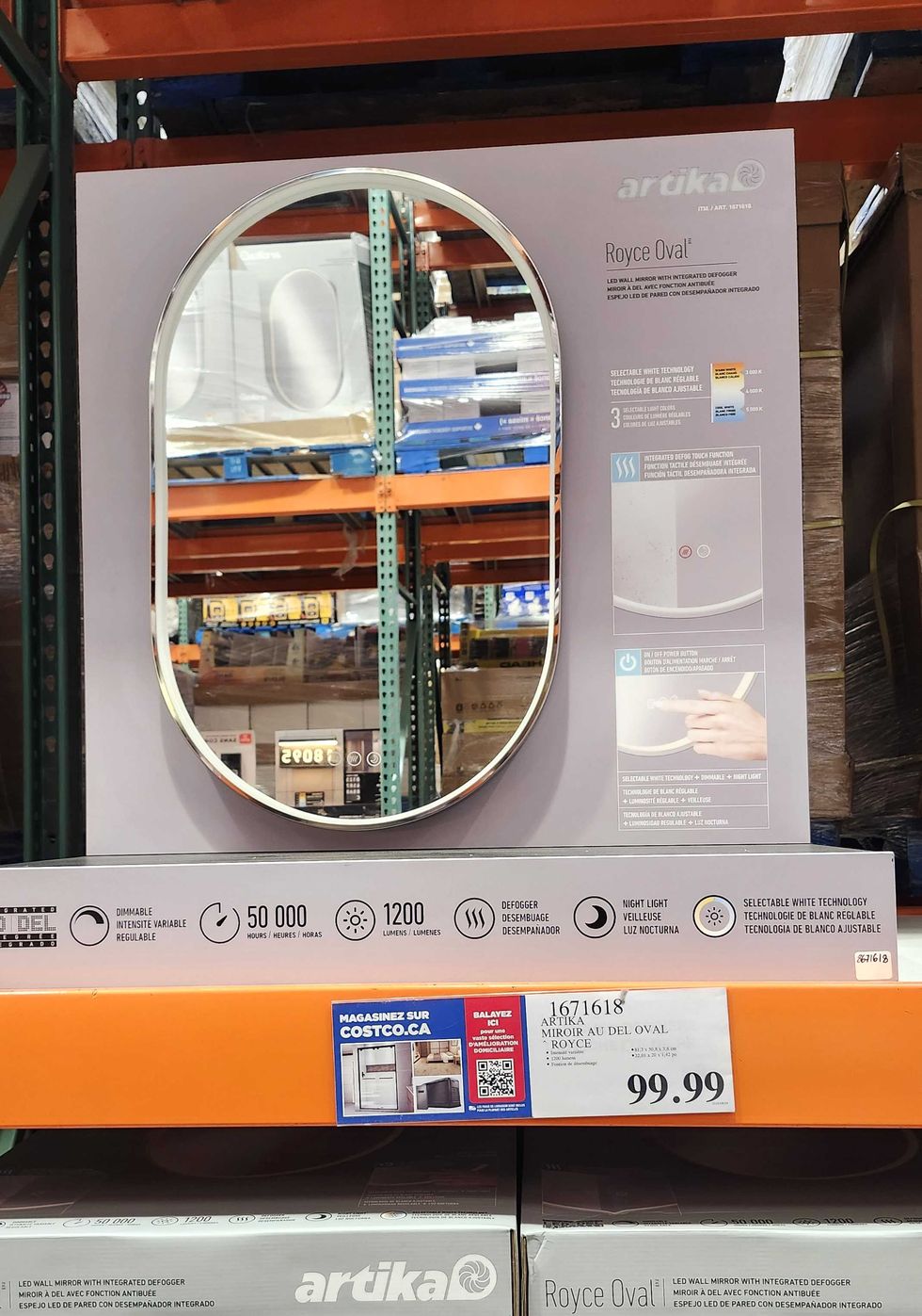 Miroir ovale au DEL de la marque Artika.