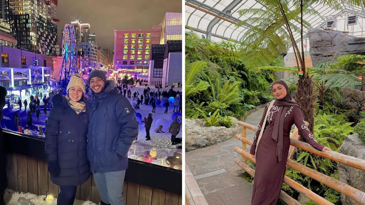 Montréal en Lumière. Droite : Biosphère.