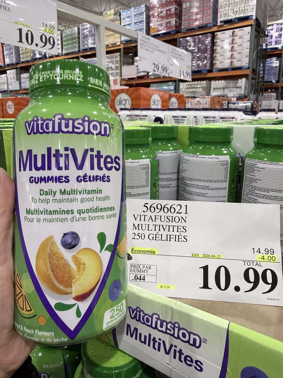 Multivitamines g\u00e9lif\u00e9es de la marque Vitafusion en vente chez Costco pour 10,99 $.