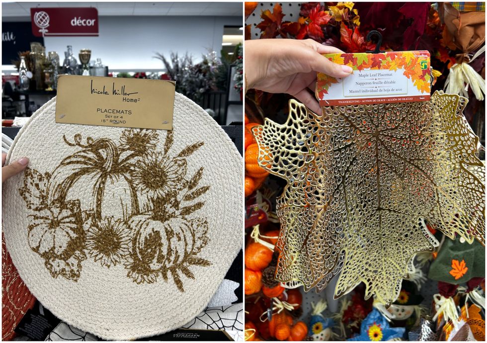 Napperons du HomeSense. Droite : Napperon du Dollarama.