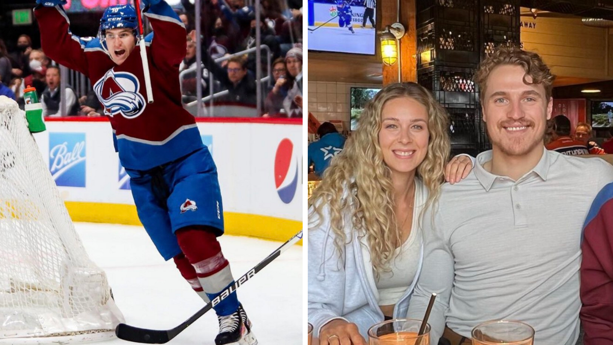 Nicolas Aubé-Kubel sur la glace. Droite : Alex-Anne Aubé-Kubel et Nicolas Aubé-Kubel.