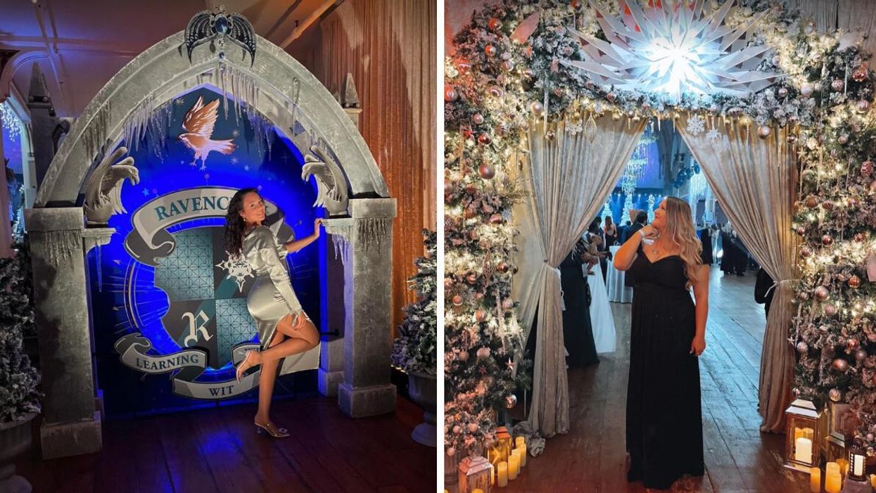 Noémi Lincourt au grand Bal de Noël. Droite: Izabelle Bee au grand Bal de Noël.