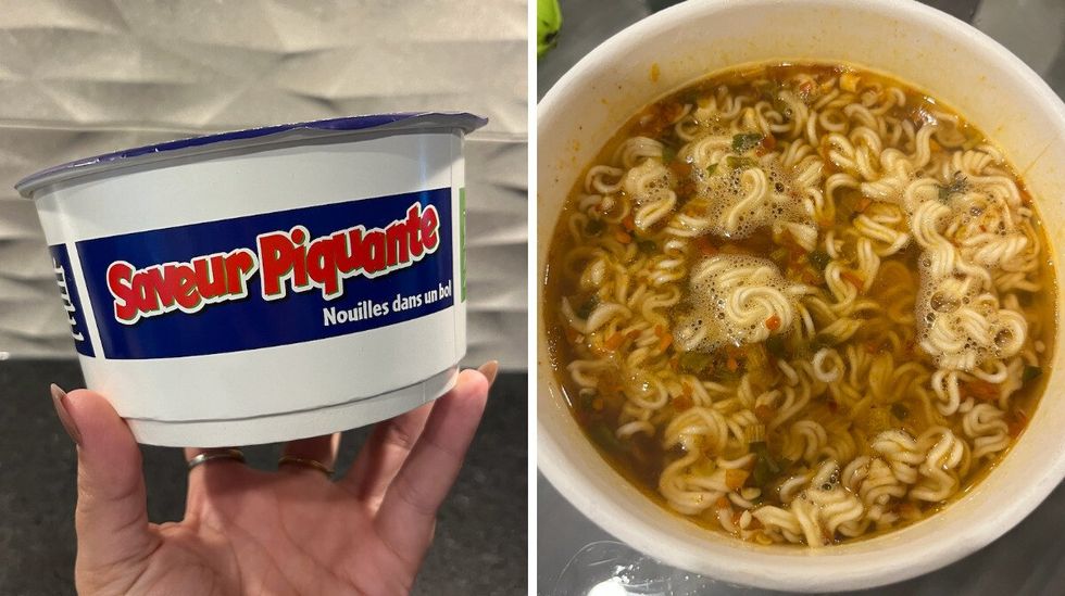 Nouilles ramen de la marque Mr. Noodles : Bol Kimchi \u00e0 saveur piquante.