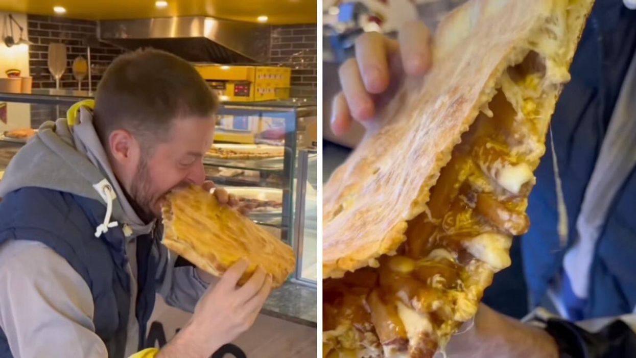 Olivier Primeau. Droite : Pizza poutine.