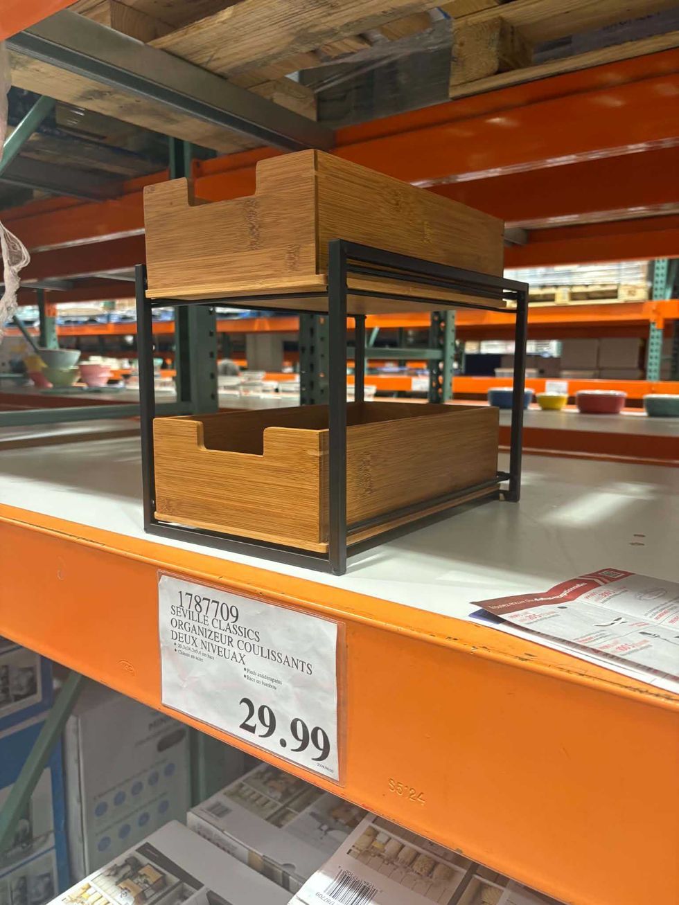 Organiseur coulissant \u00e0 deux niveaux en bambou chez Costco