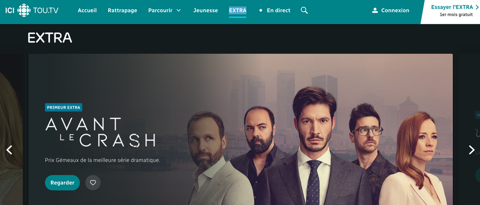 Page d'accueil de ICI TOU.TV Extra.