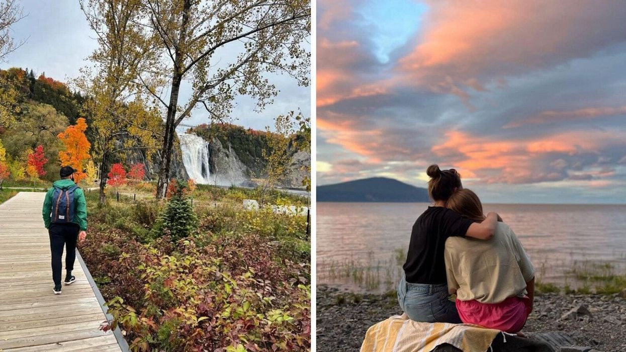 Parc de la Chute-Montmorency. Droite : L'île d'Orléans.