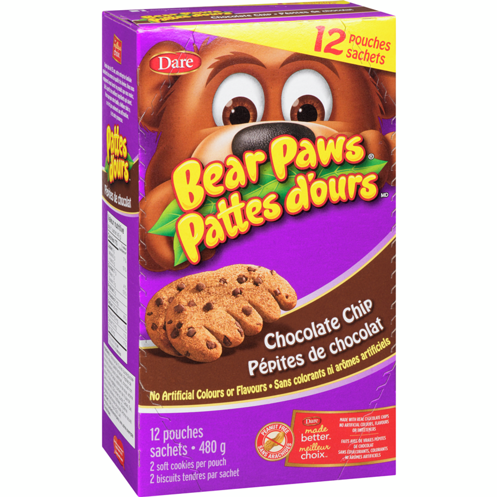 Pattes d\u2019ours aux p\u00e9pites de chocolat de Dare.