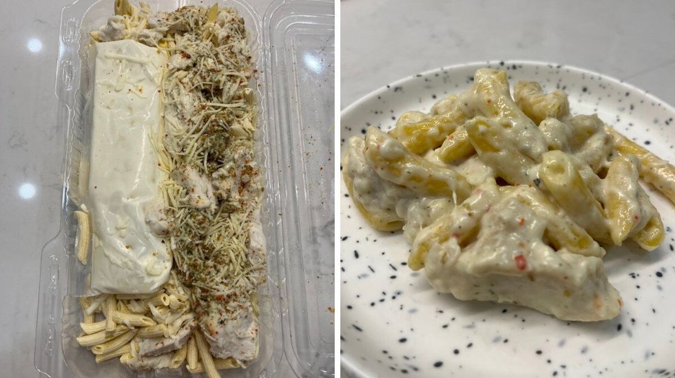 Penne Alfredo au poulet Kirkland du comptoir pr\u00eat-\u00e0-manger du Costco Montr\u00e9al.