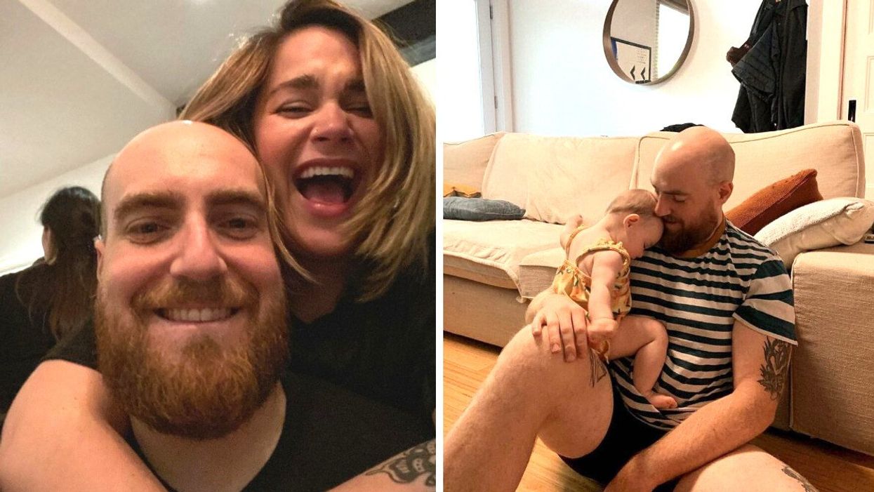 Phil Roy et sa conjointe Virginie Gascon Lauzon. Droite : Phil Roy et sa fille Billie.