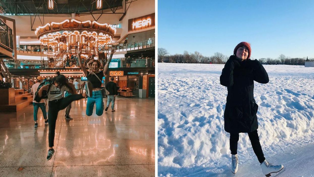 Photo au Méga Parc. Droite : Anneau de glace des plaines d'Abraham.