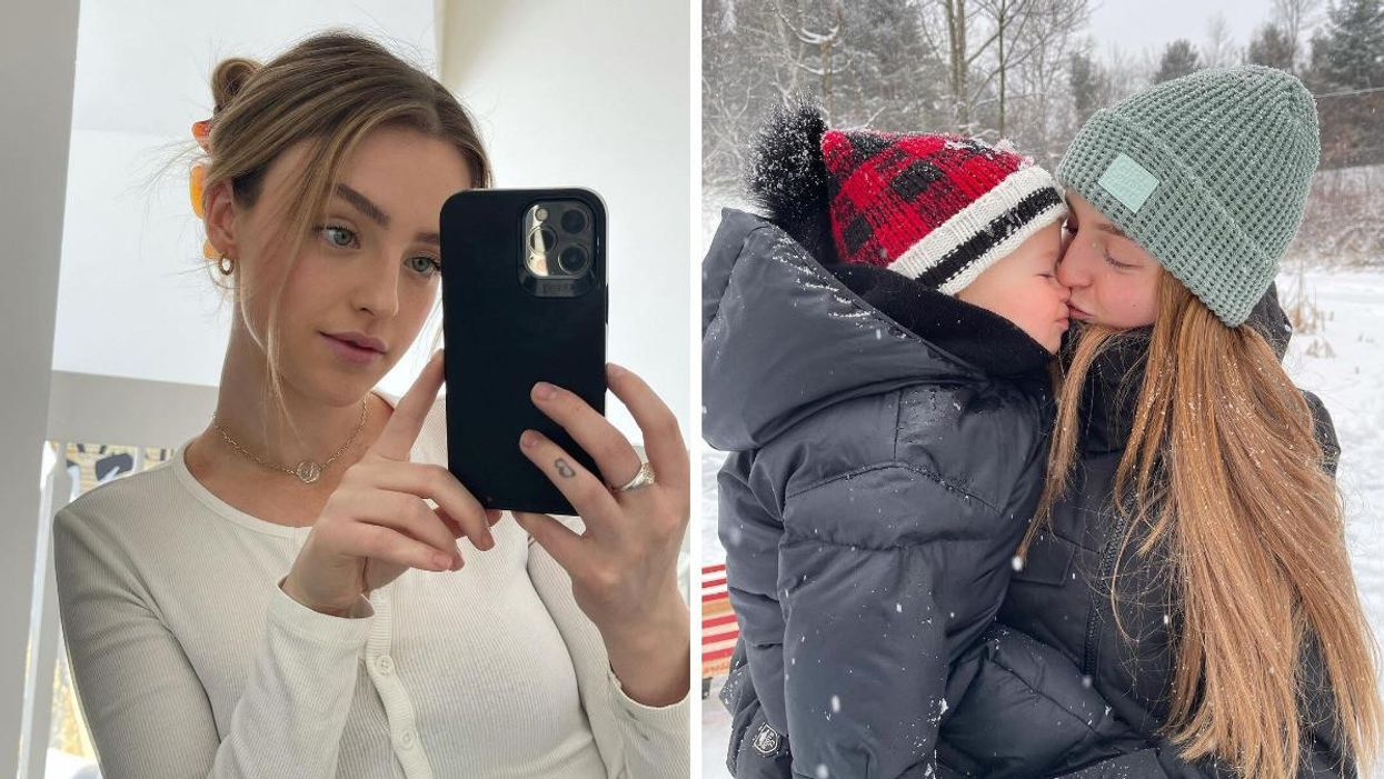 Photo d'Alicia Moffet. Droite : Alicia Moffet et sa fille Billie Lou.