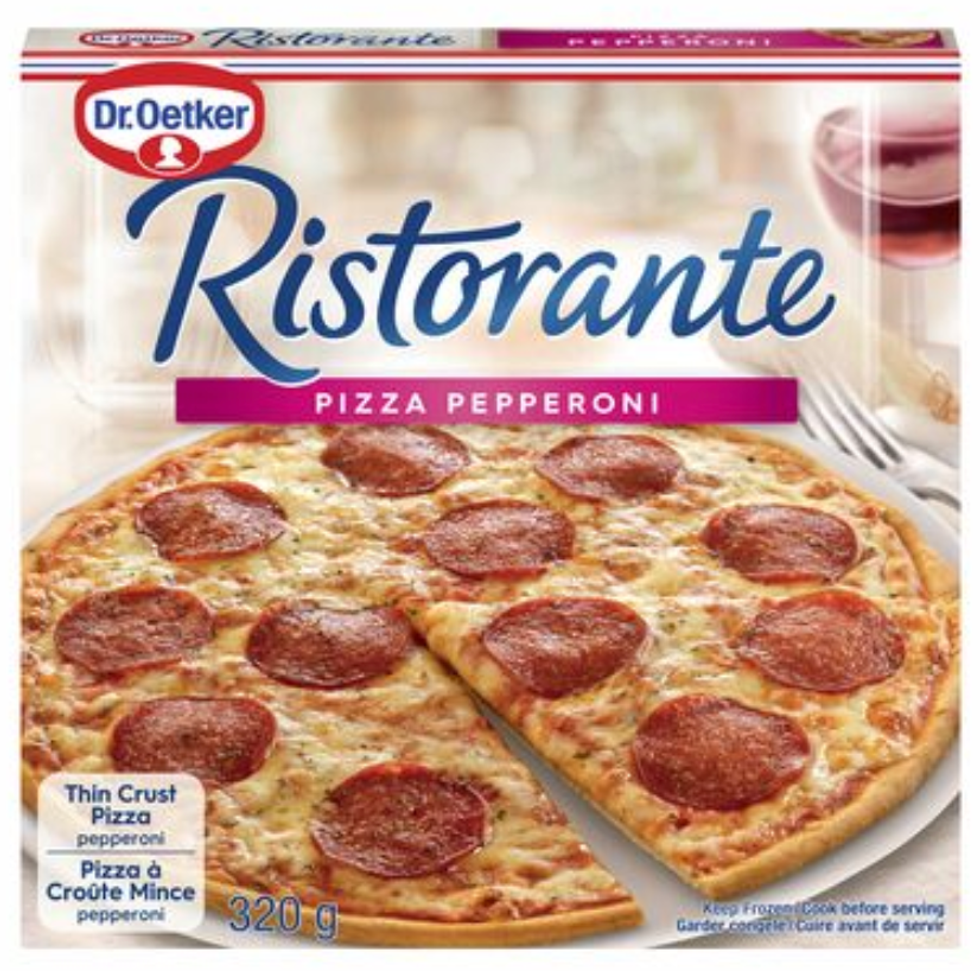 Pizza au pepperoni congel\u00e9.