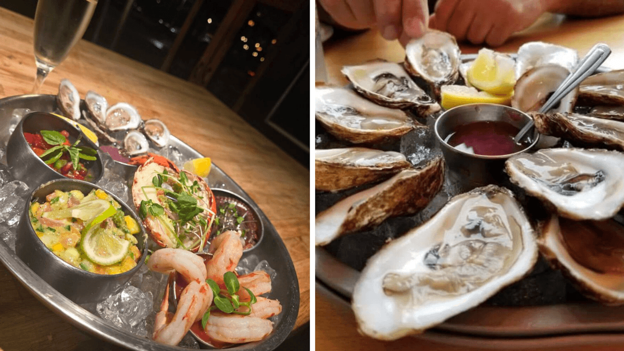Plateau de fruits de mer. Droite : Une assiette d'huître.