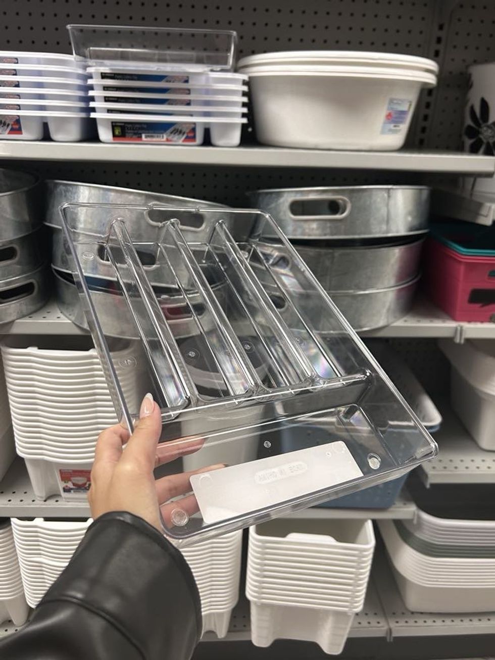 Plateau organisateur d'ustensiles transparent.