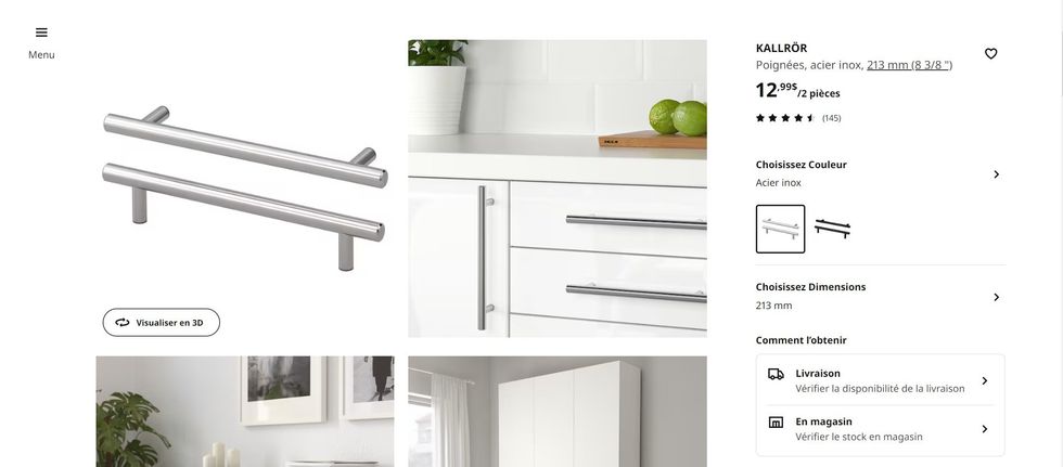 Poign\u00e9es d'armoire au IKEA.