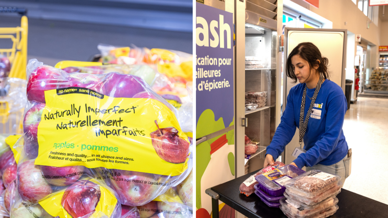 Pommes « Naturellement imparfaites » et employée Maxi avec produits Flashfood.