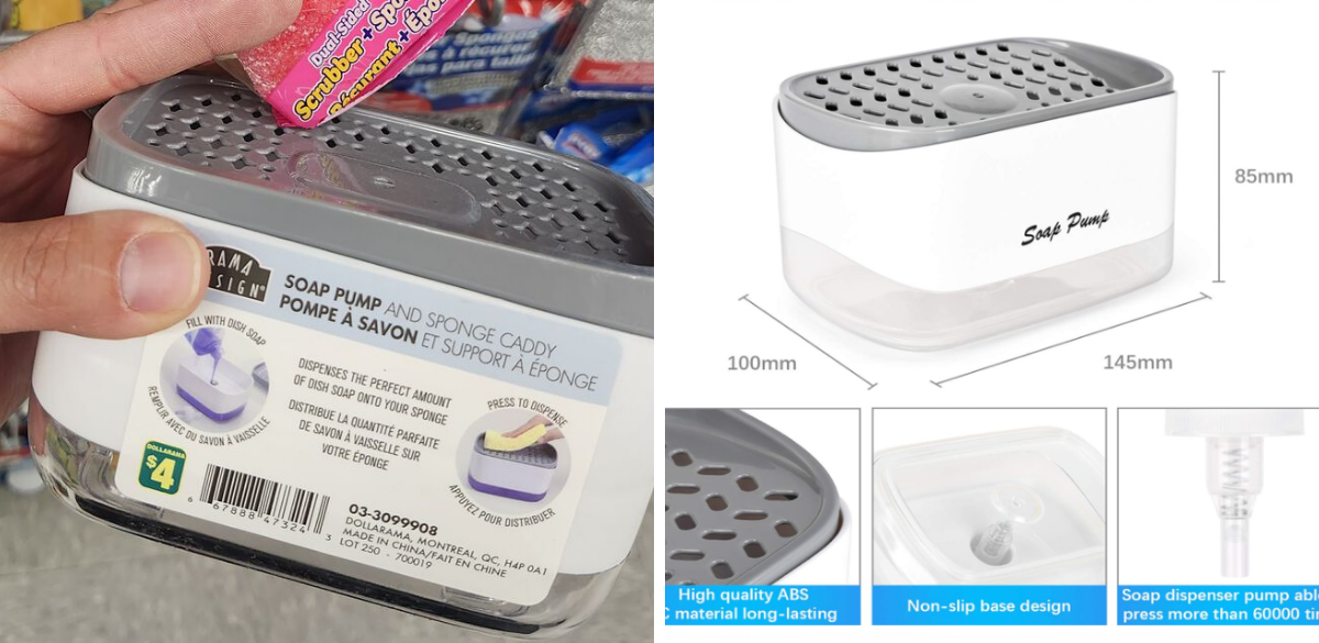 Pompes distributrices de savon \u00e0 vaisselle.