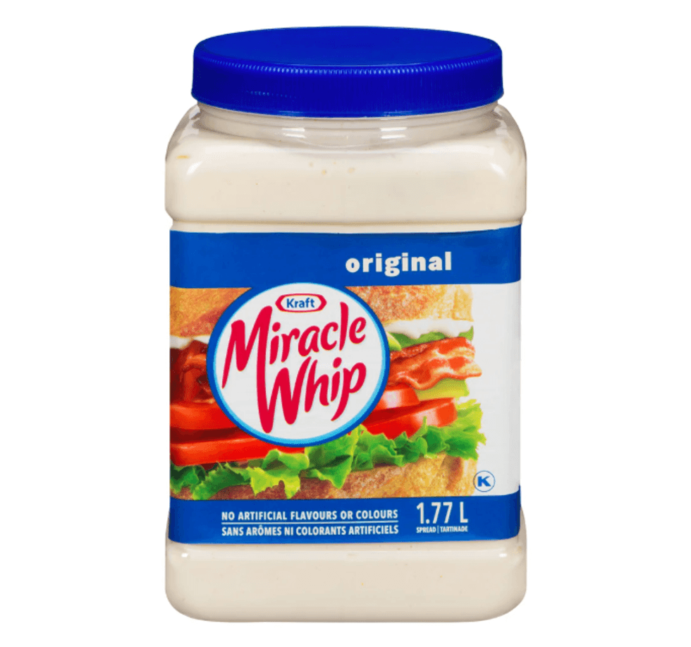 Pot de 1,77 L de sauce Miracle Whip originale de Kraft.