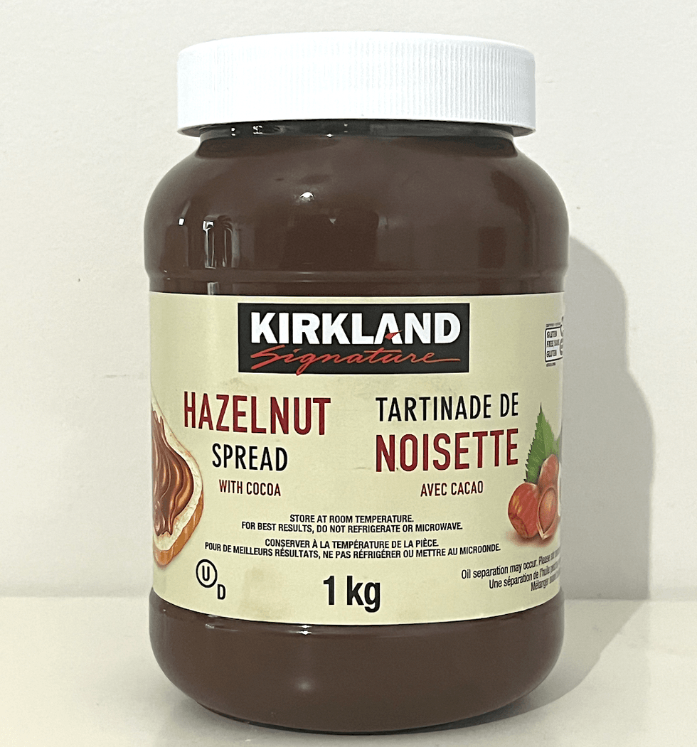 Pot de tartinade de noisette avec cacao Kirkland Signature.