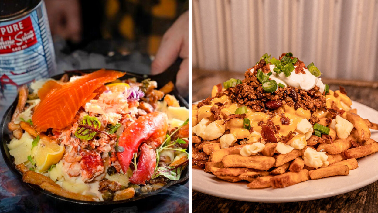 Poutine Brasserie Gaspésie. Droite : Poutine Dirty Dogs.