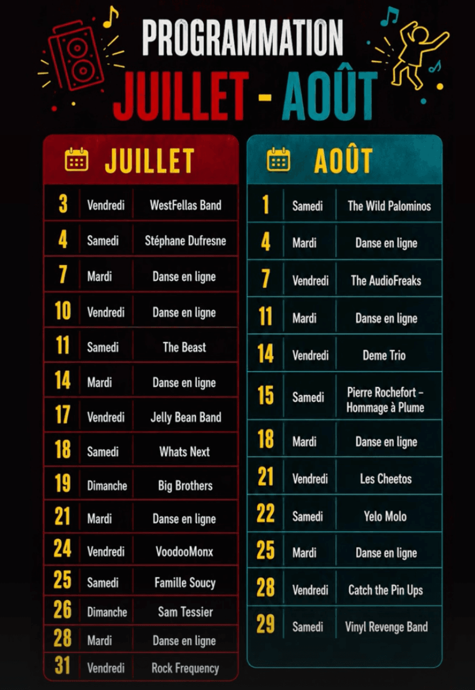 Programmation estivale du Village des \u00e9cluses.