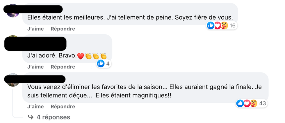 R\u00e9actions face au d\u00e9part des soeurs B\u00e9gin \u00e0 R\u00e9volution.