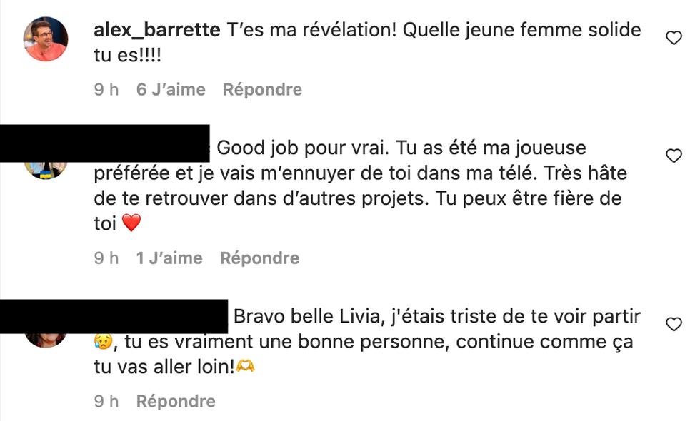 R\u00e9actions suite au d\u00e9part de Livia Martin de Sortez-moi d'ici!.