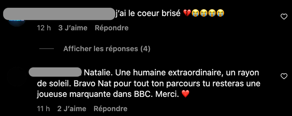 R\u00e9actions suite au d\u00e9part de Natalie Choquette.