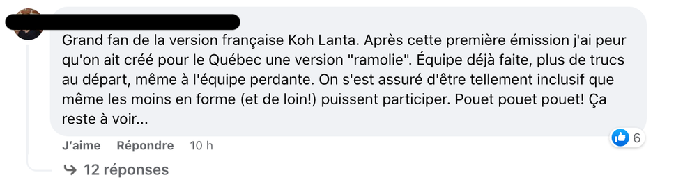 R\u00e9actions suite \u00e0 la 1re de Survivor Qu\u00e9bec.