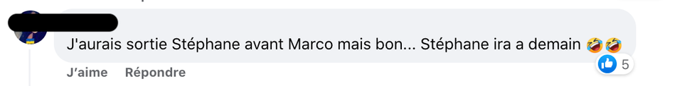 R\u00e9actions sur 5 gars pour moi.