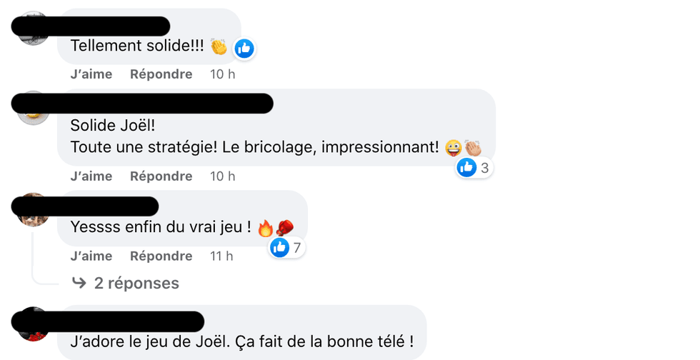 R\u00e9actions sur la strat\u00e9gie de Jo\u00ebl.
