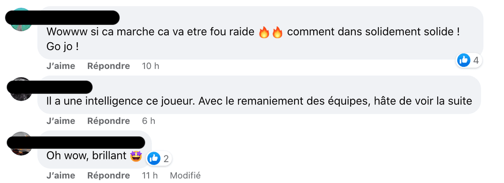 R\u00e9actions sur la strat\u00e9gie de Jo\u00ebl.