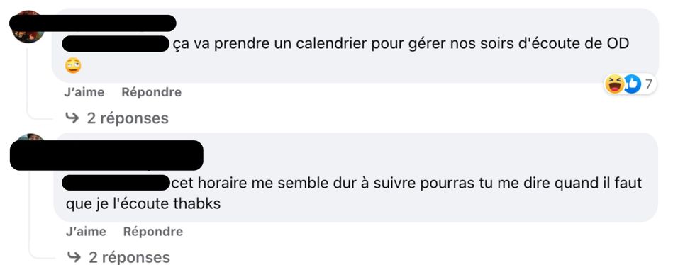 R\u00e9actions sur le nouvel horaire d'OD.