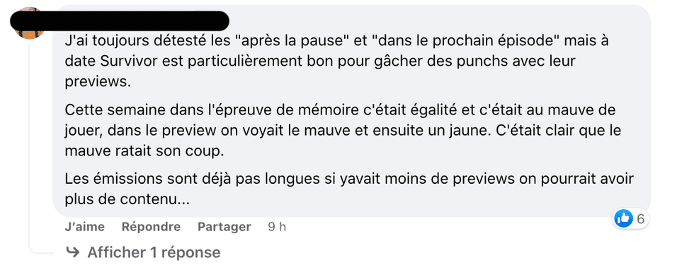 R\u00e9actions sur Survivor Qu\u00e9bec.