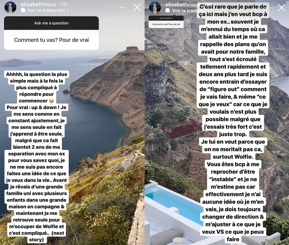 R\u00e9ponse d'\u00c9lisabeth Rioux sur Instagram.