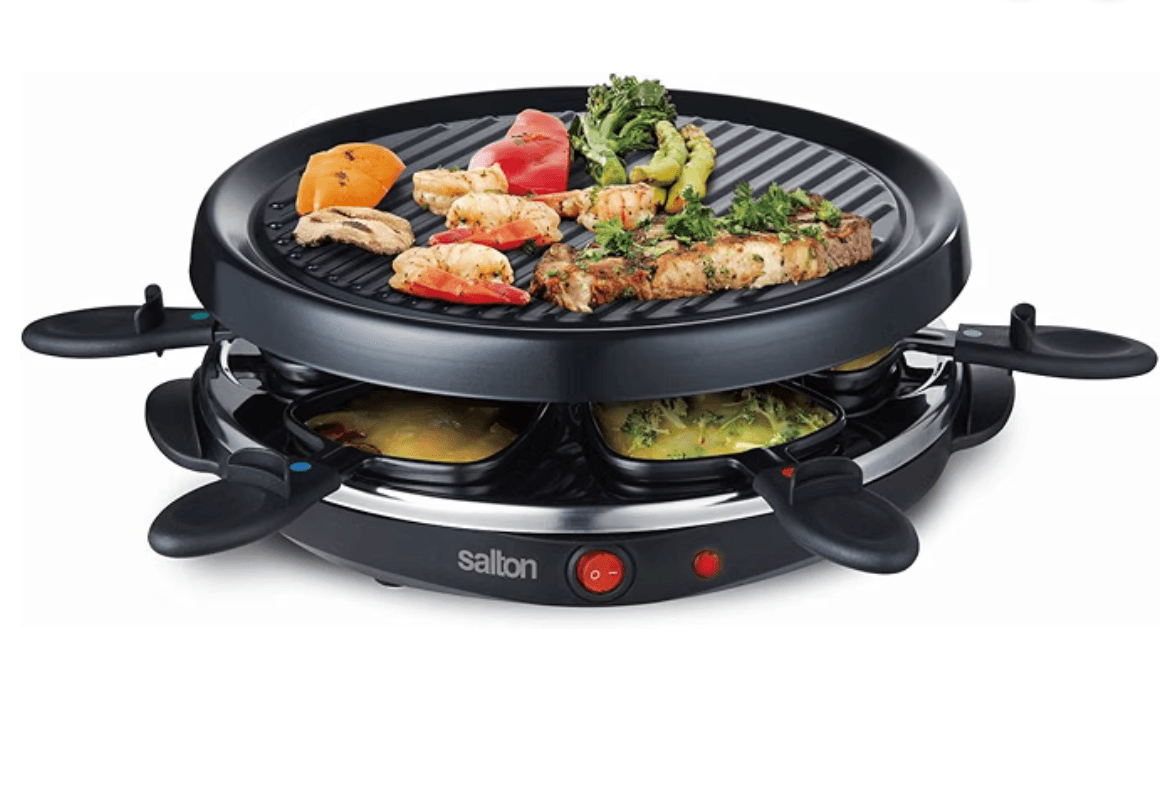 Raclette et gril Salton pour six personnes sur le site Amazon Canada.