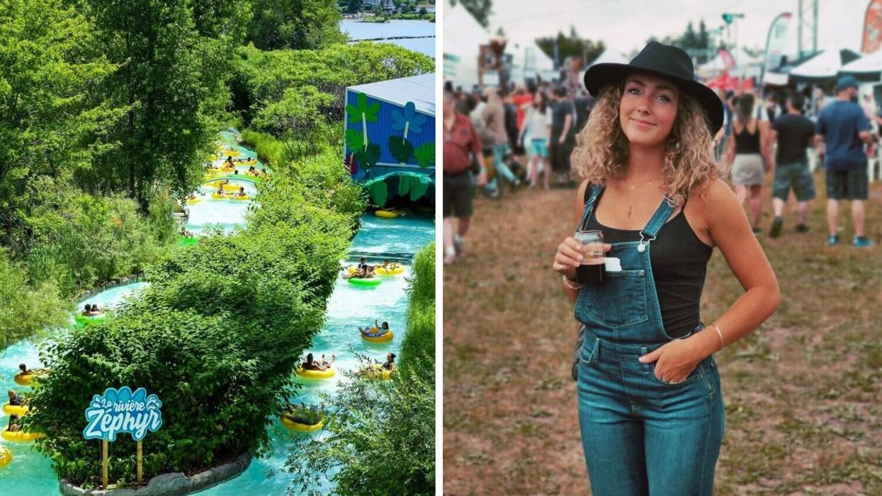 Rivière Zéphyr au Super Aqua Club. Droite : Jeune femme au Festival des bières de Laval.